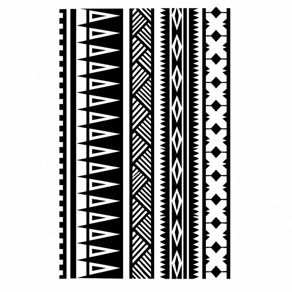 Tribal Geometric Temporary Tattoo – Black Polynesian-Inspired Pattern ...