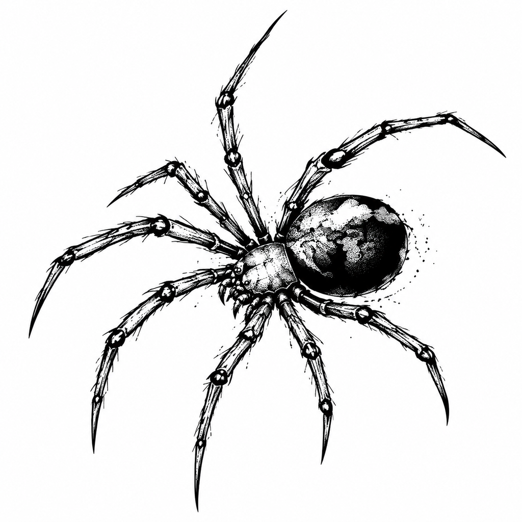 Realistic Black Spider Semi-Permanent Tattoo – 4 × 4 Inch | Tats4u