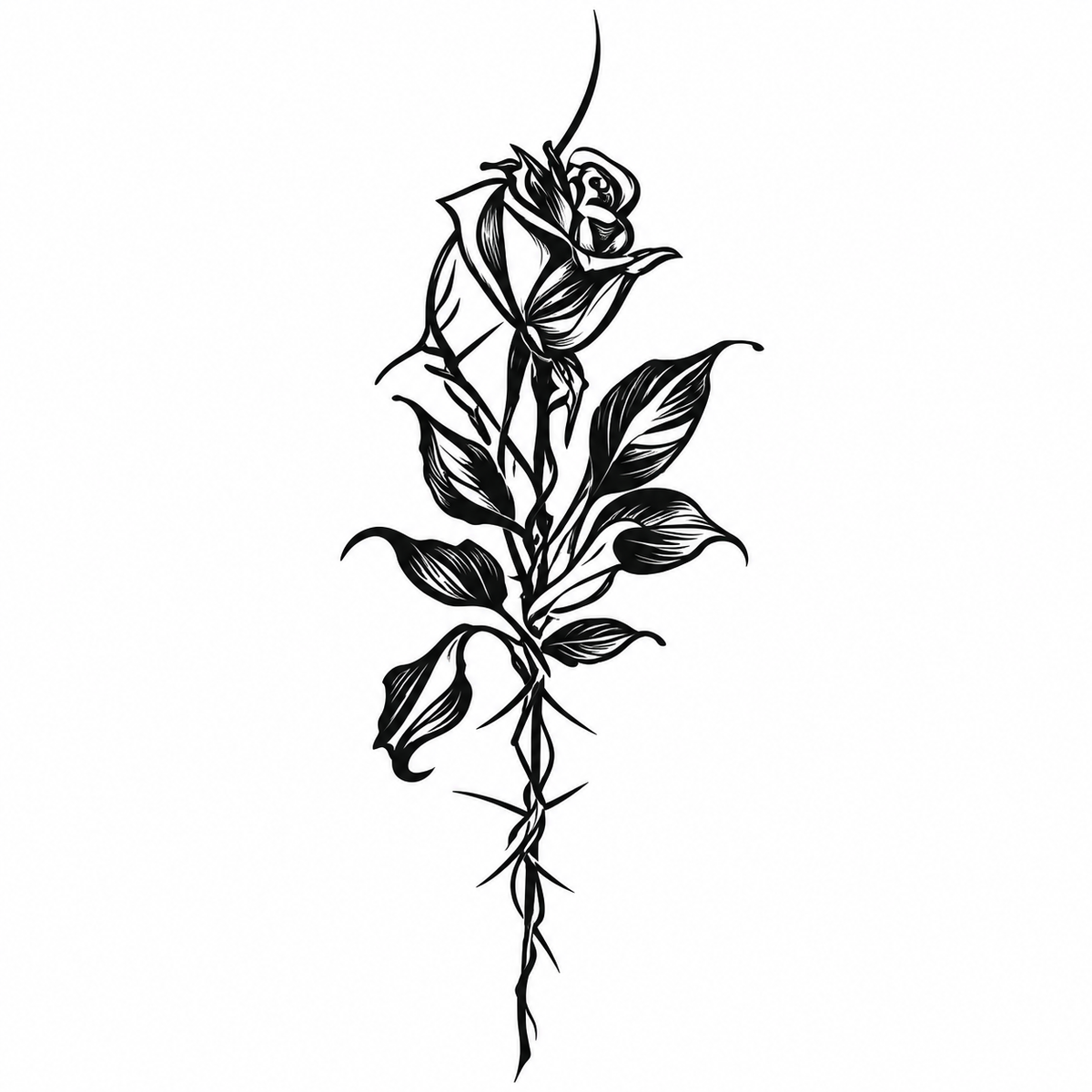 Thorned Rose Semi-Permanent Tattoo (6.6 × 3.1 Inches) – Gothic Floral Design | Tats4u