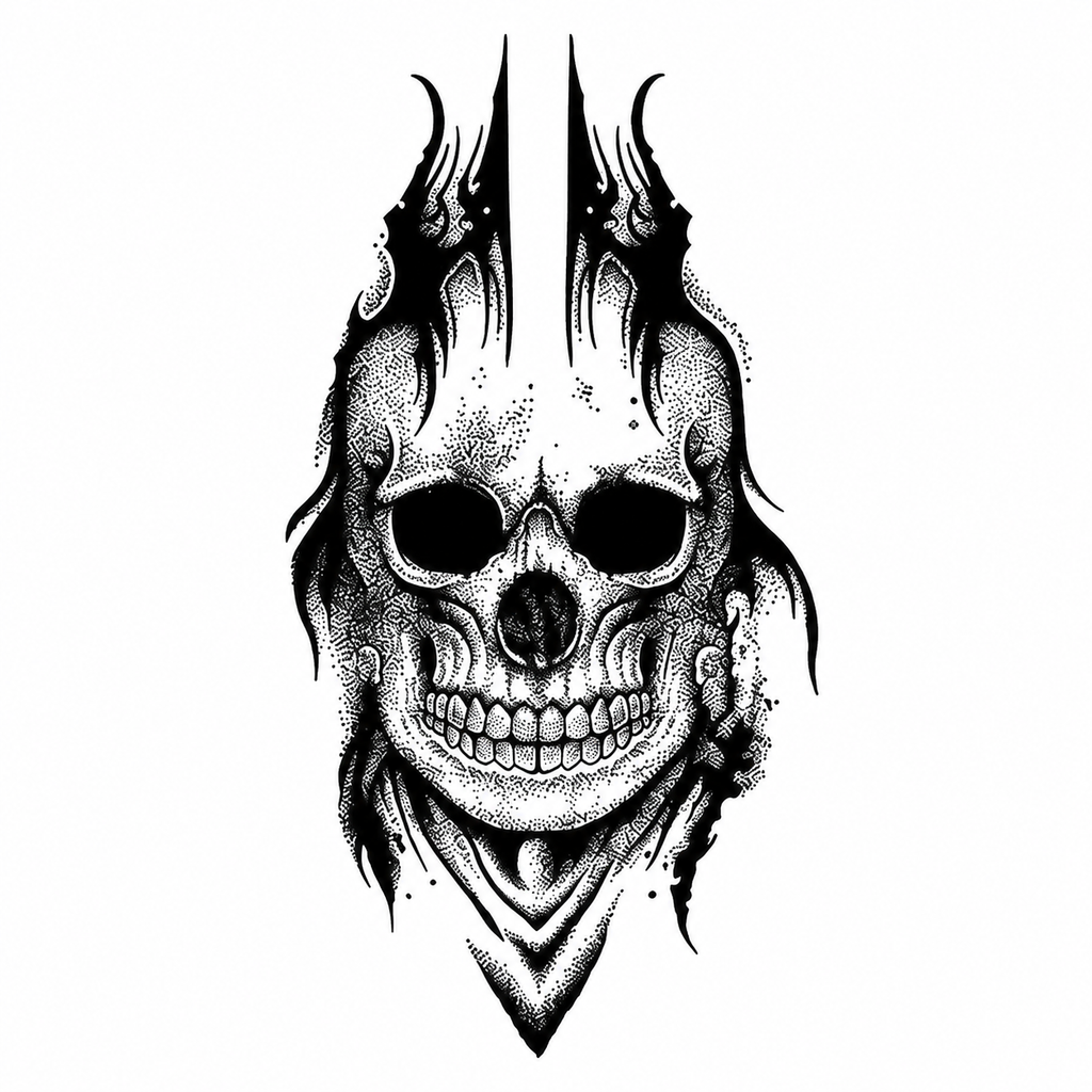 Gothic Skull Semi-Permanent Tattoo – Realistic Black Skull Design | Water-Resistant, Long-Lasting (5.51 × 3.15 Inches) | Tats4u