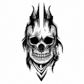 Gothic Skull Semi-Permanent Tattoo – Realistic Black Skull Design | Water-Resistant, Long-Lasting (5.51 × 3.15 Inches) | Tats4u