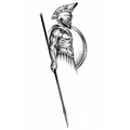 Greek Spartan Warrior Semi-Permanent Tattoo – Black & Grey Ancient Gladiator Spear and Shield Design, Water-Resistant, Long-Lasting (6.3 × 2.56 Inches) | Tats4u