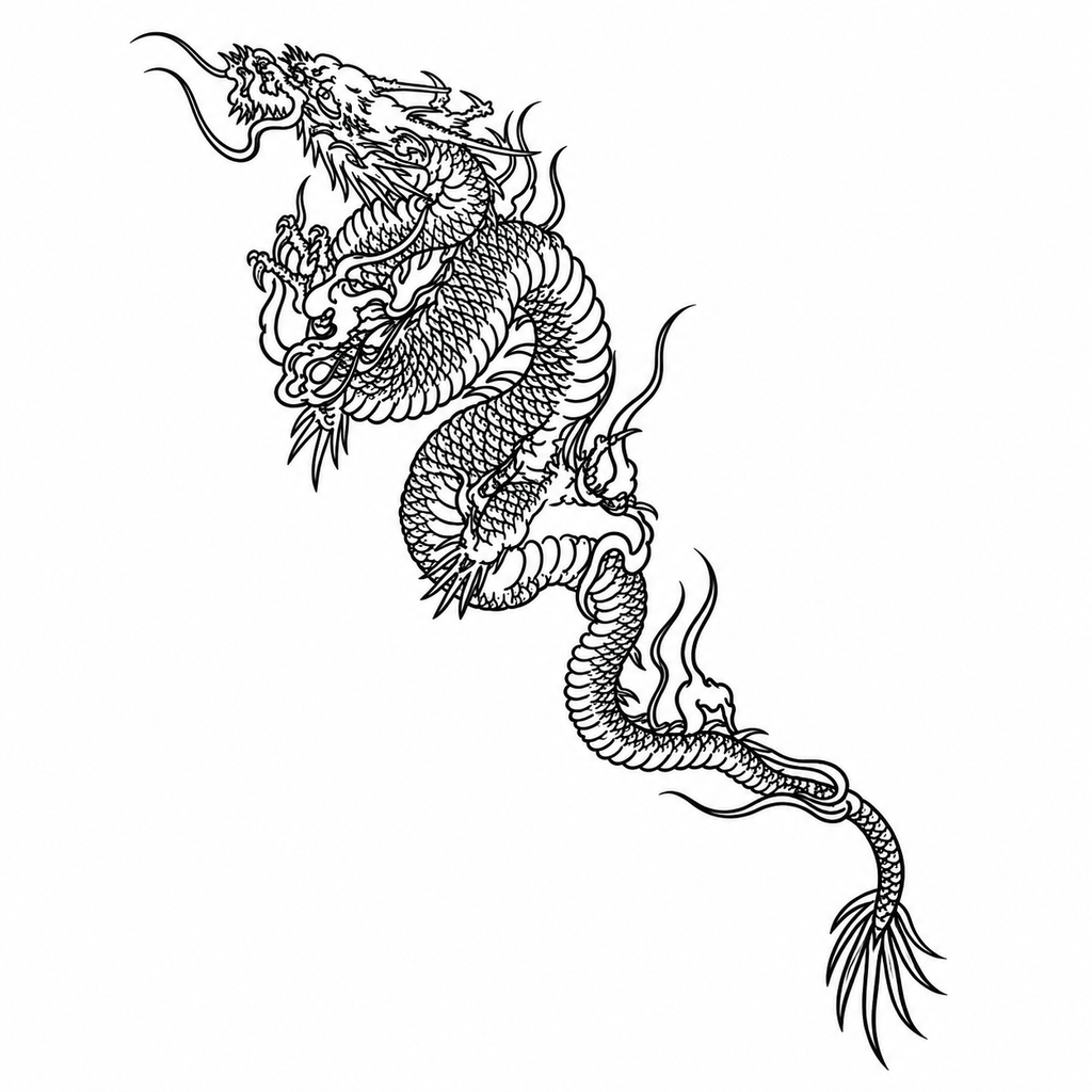 Chinese Dragon Semi-Permanent Tattoo - Size 8" x 5" inch | Tats4u