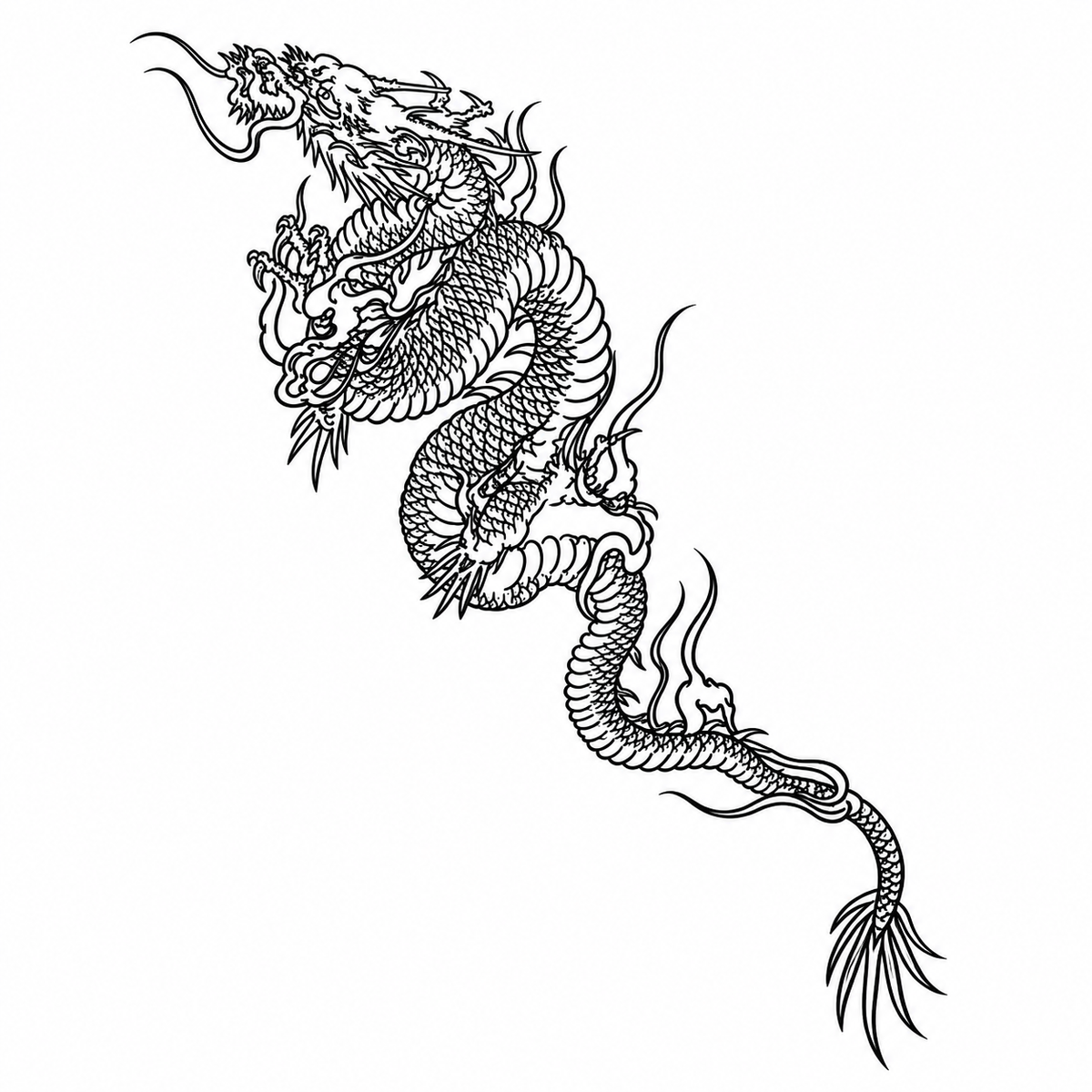 Chinese Dragon Semi-Permanent Tattoo - Size 8" x 5" inch | Tats4u