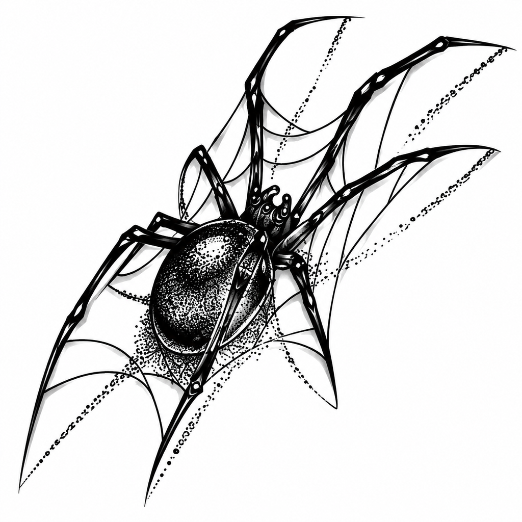 Gothic Spider Semi-Permanent Tattoo – Realistic Black Spider Web Design, Creepy Crawly Body Art, Water-Resistant, Long-Lasting | Tats4u