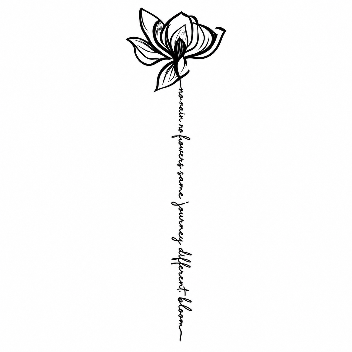 Lotus Flower Inspirational Quote Semi-Permanent Tattoo (6.6 × 3.1 Inches) – Elegant Floral Script Design | Tats4u