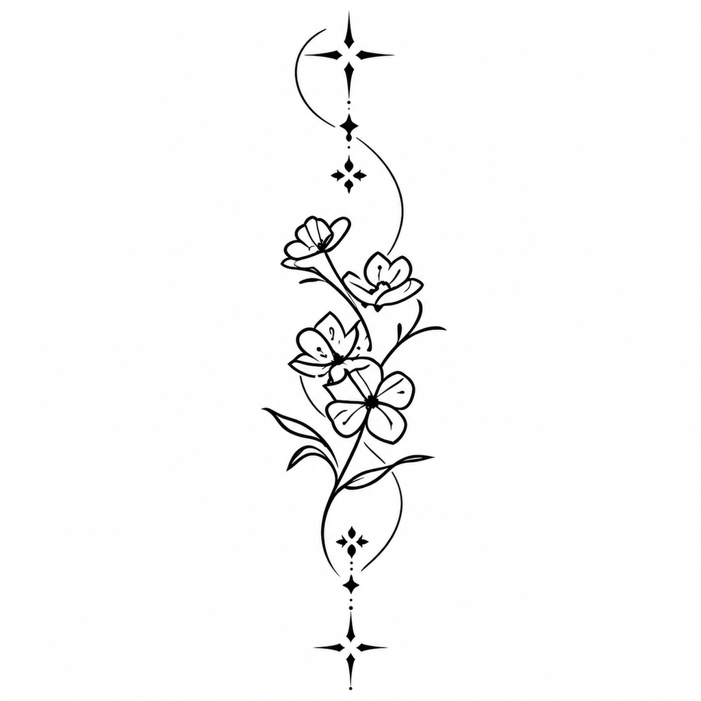 Sketch Rose Semi-Permanent Tattoo (6.6 × 3.1 Inches) – Abstract Floral Design | Tats4u