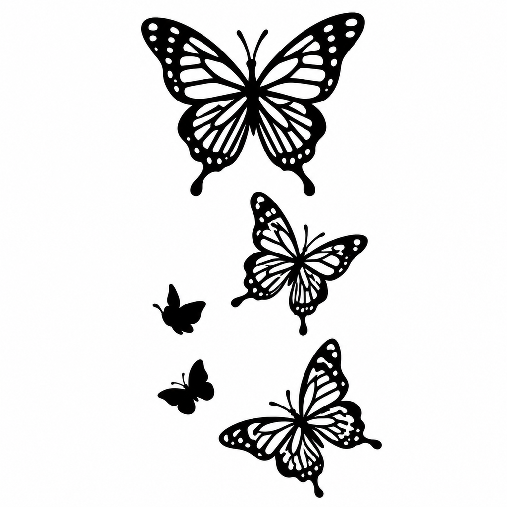 Butterfly Collection Semi-Permanent Tattoo (6.6 × 3.1 Inches) – Black Butterfly Design | Tats4u