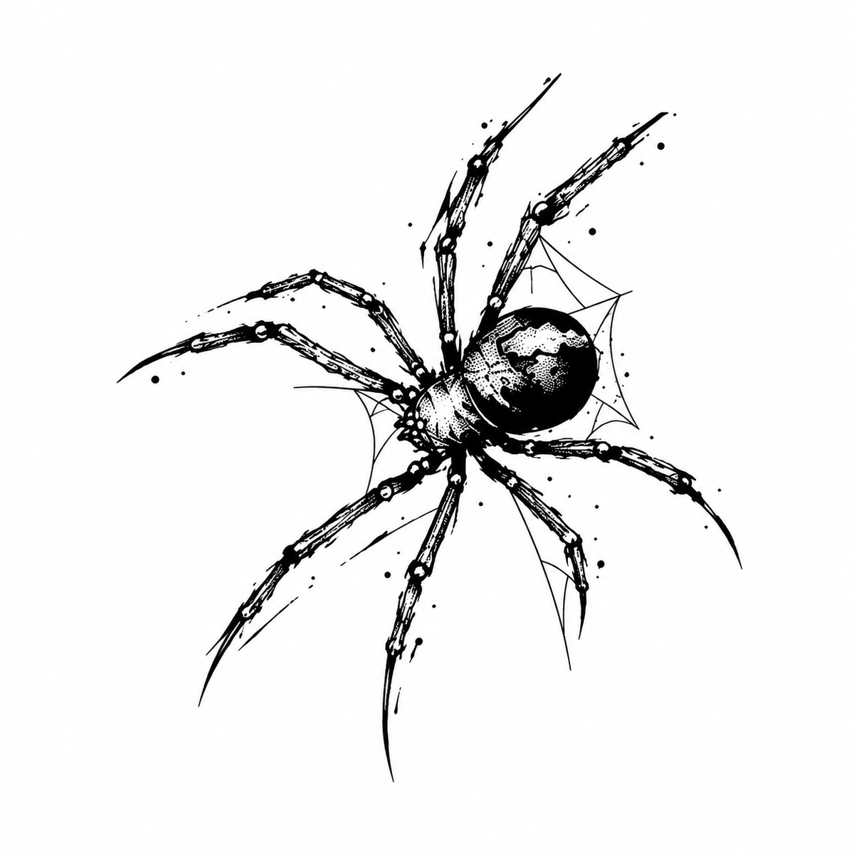 Realistic Black Spider Semi-Permanent Tattoo – 4 × 4 Inch | Tats4u