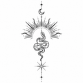 Celestial Snake & Sun Semi-Permanent Tattoo – Moon, Stars & Cosmic Design | Tats4u