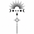 Celestial Sun & Moon Phases Semi-Permanent Tattoo – 6.6 × 3.1 Inch | Tats4u