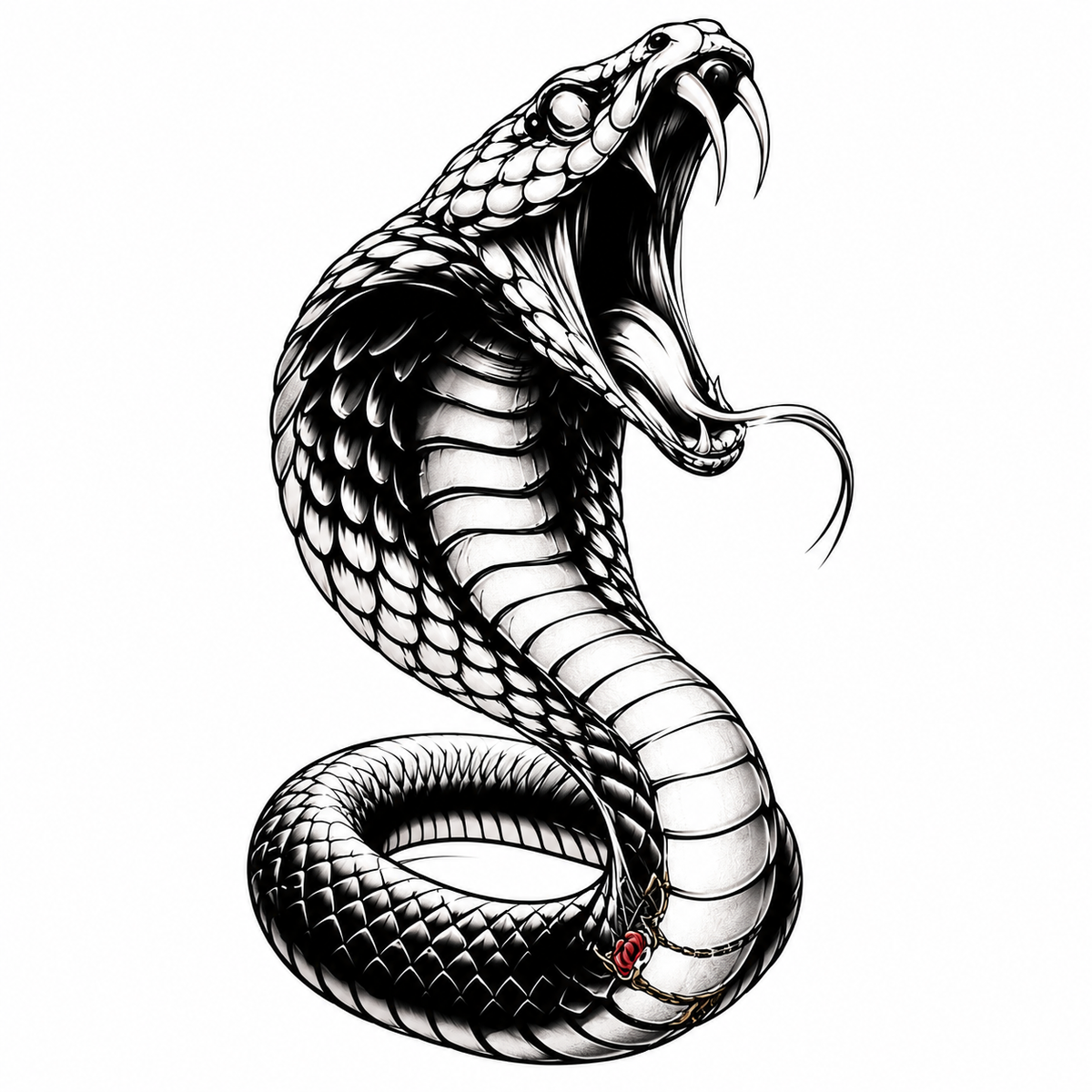Coiled Cobra Semi-Permanent Tattoo – 7.78 × 3.74 Inch | Tats4u