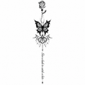 Rose Butterfly Semi-Permanent Tattoo – 19 × 4 Inches | Elegant Floral Back Tattoo | Tats4u