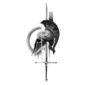 Spartan Warrior Helmet & Sword Semi-Permanent Tattoo – 8" × 3" Inch | Tats4u