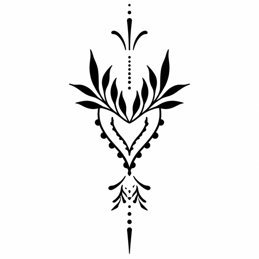 Ornamental Floral Vine Semi-Permanent Tattoo (6.6 × 3.1 Inches) – Symmetrical Botanical Design | Tats4u