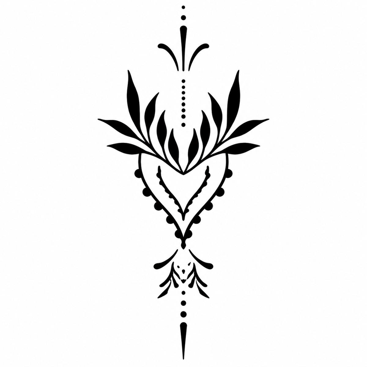 Ornamental Floral Vine Semi-Permanent Tattoo (6.6 × 3.1 Inches) – Symmetrical Botanical Design | Tats4u