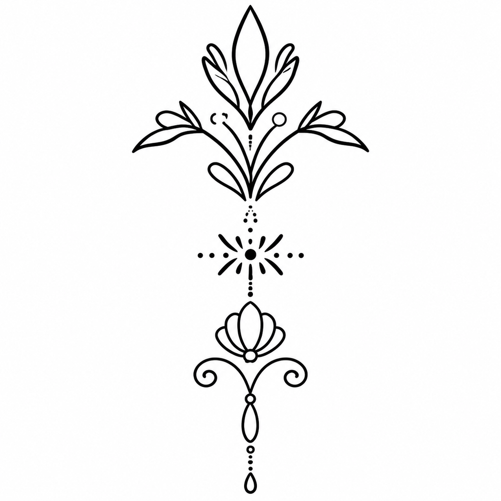 Ornamental Floral Mandala Semi-Permanent Tattoo (6.6 × 3.1 Inches) – Elegant Symmetrical Design | Tats4u