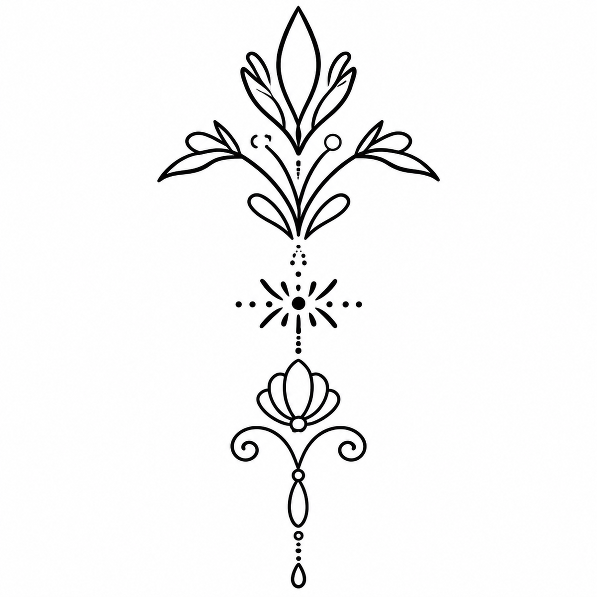 Ornamental Floral Mandala Semi-Permanent Tattoo (6.6 × 3.1 Inches) – Elegant Symmetrical Design | Tats4u