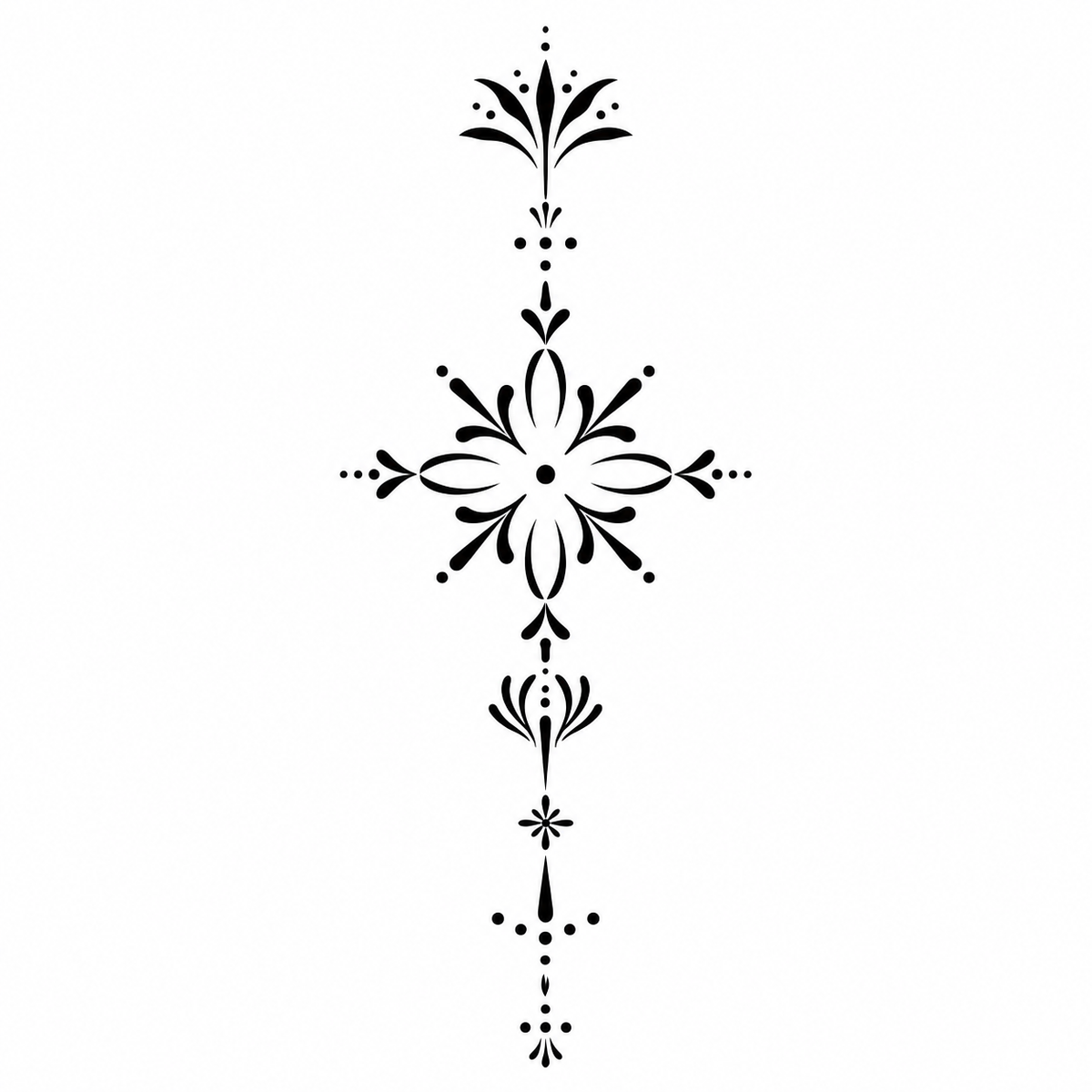 Ornamental Floral Spine Semi-Permanent Tattoo – Elegant Mandala Design | Tats4u