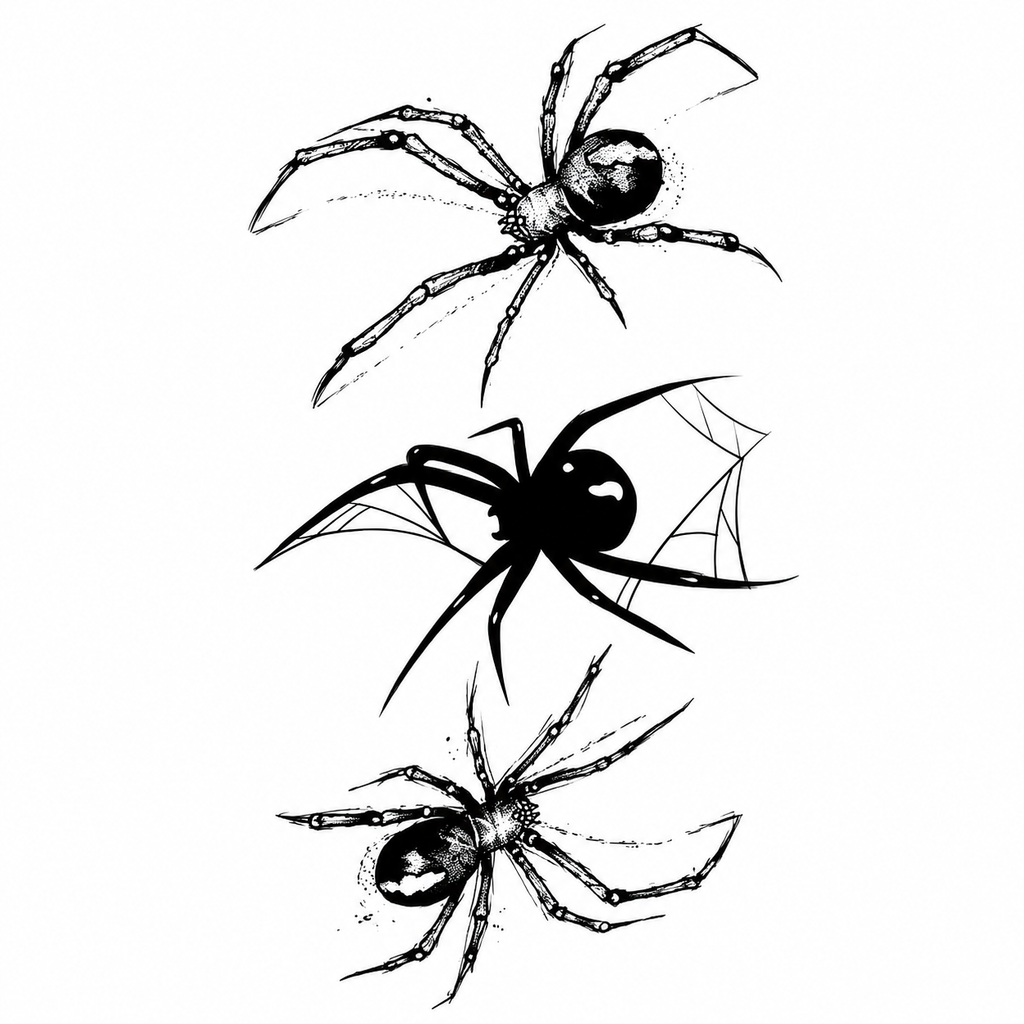 Realistic Black Spider Semi-Permanent Tattoo – 4 × 4 Inch | Tats4u