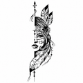 Tribal Warrior Woman with Feather Headdress Semi-Permanent Tattoo | 7.09 × 3.15 Inches | Tats4u