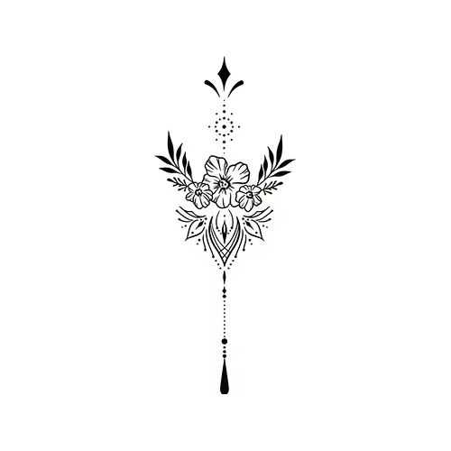 Floral Ornamental Shoulder Semi-Permanent Tattoo – 6.6 × 3.1 Inch | Tats4u