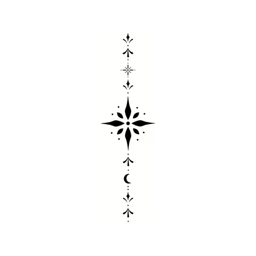 Celestial Star Mandala Semi-Permanent Tattoo – 6.6 × 3.1 Inch | Tats4u