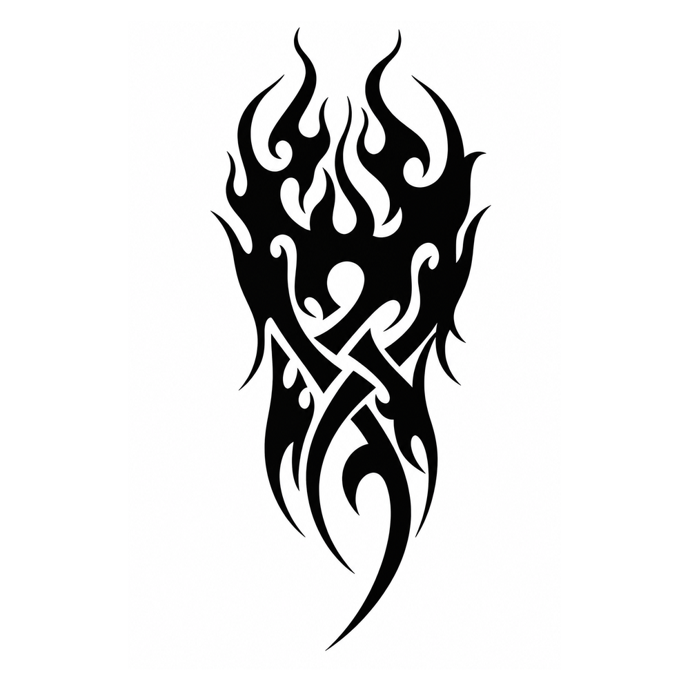 Tribal Flame Semi-Permanent Tattoo – 7.87 × 4.72 Inch | Tats4u