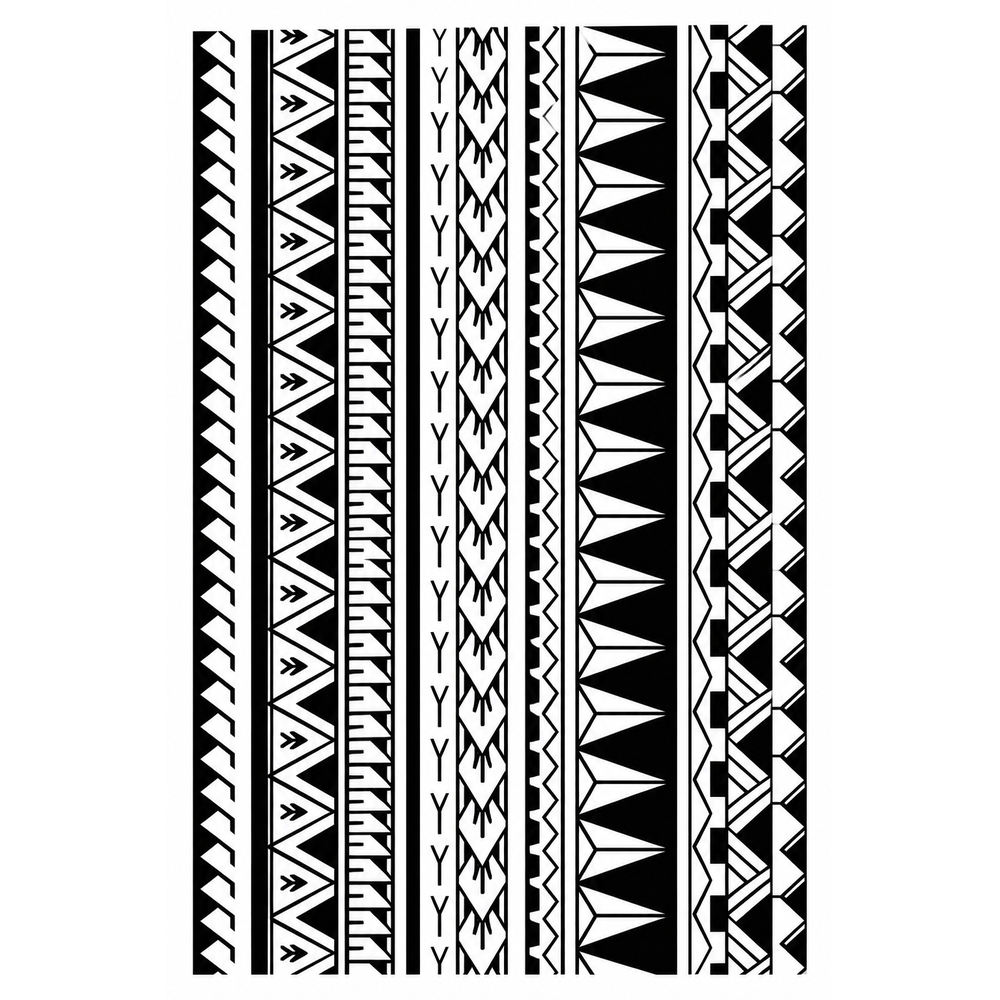 Geometric Tribal Semi-Permanent Tattoo Set – Polynesian-Inspired Black Pattern Armband & Forearm Designs, Water-Resistant, Long-Lasting (9.4 × 6.6 Inches) | Tats4u